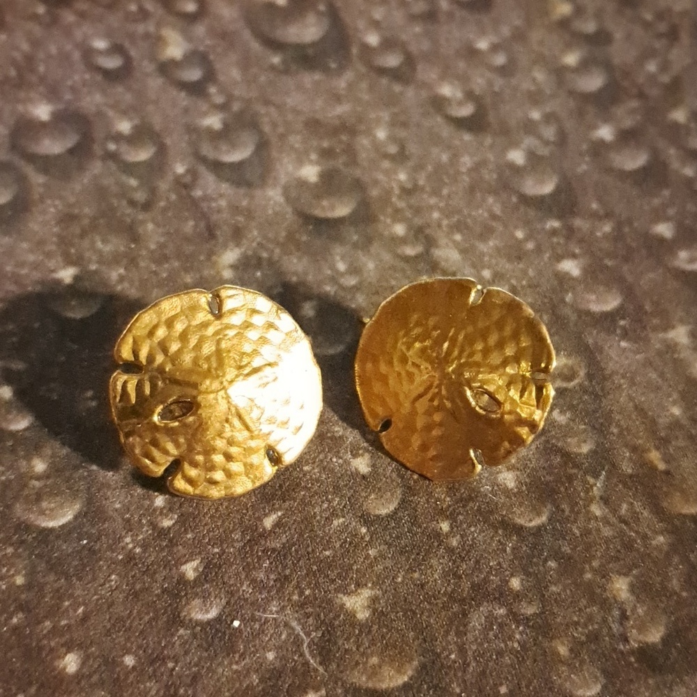 Goldtone Sand Dollar Clip Earrings